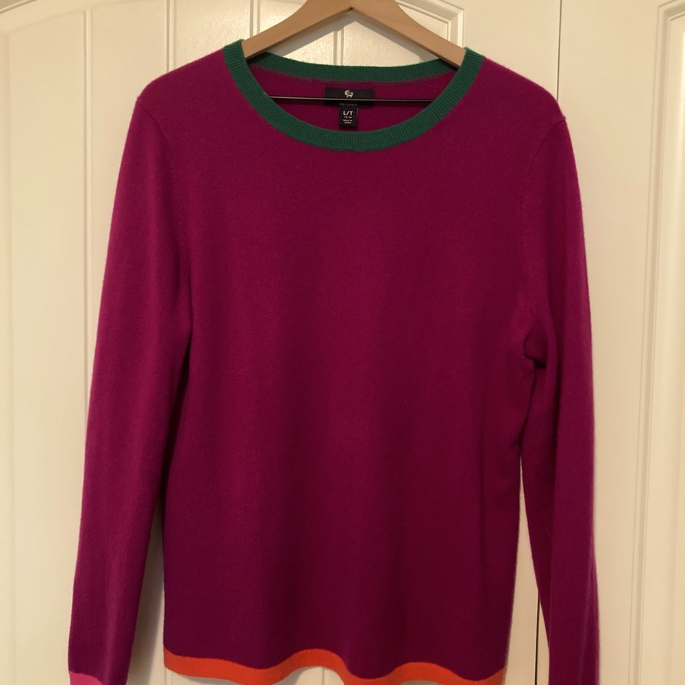 Cashmere women’s pullover sweater, size Large Tall (14/16), magenta purple